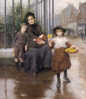 The pinch of poverty by Thomas Benjamin Kennington Oil Painting