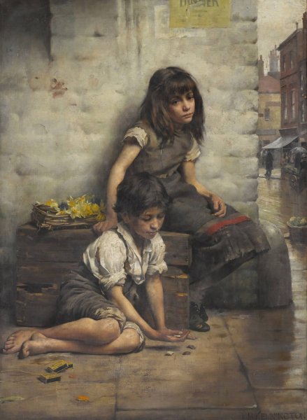 Main Product Photo of Waifs Painting by Thomas Benjamin Kennington