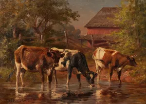 Below the Old Red Barn by Thomas Bigelow Craig Oil Painting