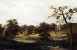 A Genteel Landscape by Thomas Birch Oil Painting