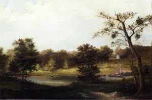 A Genteel Landscape Oil painting by Thomas Birch