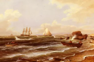Going Ashore by Thomas Birch Oil Painting