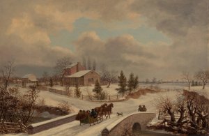 Pennsylvania Winter Scene by Thomas Birch Oil Painting