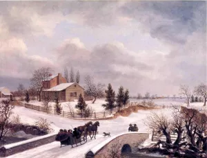 Pennsylvania Winter Scene by Thomas Birch - Oil Painting Reproduction