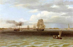 Philadelphia Harbor by Thomas Birch Oil Painting