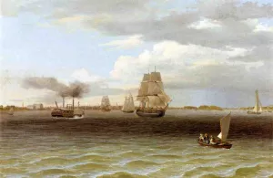 Philadelphia Harbor by Thomas Birch - Oil Painting Reproduction