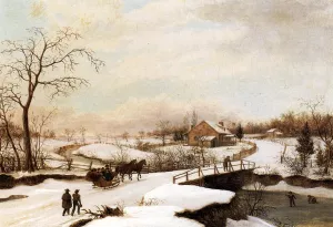 Philadelphia Winter Landscape by Thomas Birch - Oil Painting Reproduction