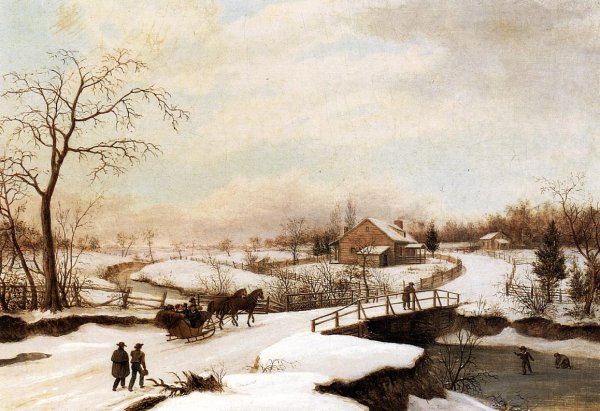 Philadelphia Winter Landscape by Thomas Birch - Hand-Painted Oil Painting Reproduction