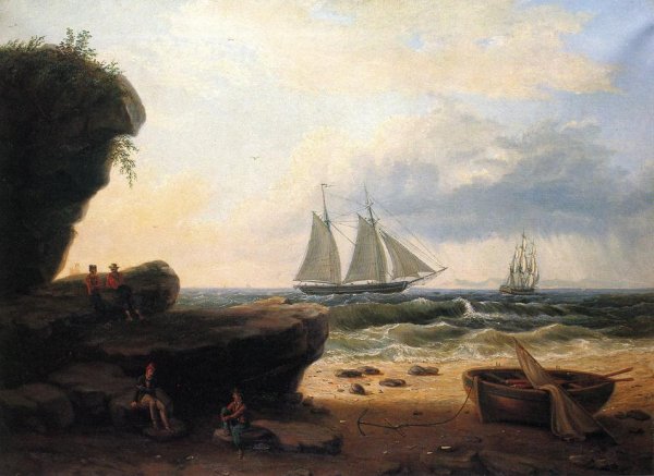 Main Product Photo of Sailing along the Shore Painting by Thomas Birch