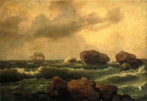 Seascape at Sunset by Thomas Birch Oil Painting
