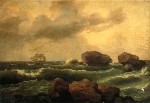 Seascape at Sunset by Thomas Birch - Oil Painting Reproduction