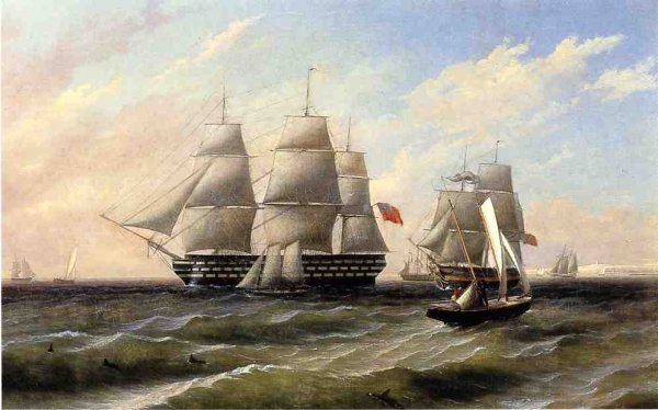 Main Product Photo of Ships at Sea Painting by Thomas Birch