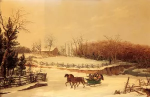 Sleigh Ride by Thomas Birch - Oil Painting Reproduction