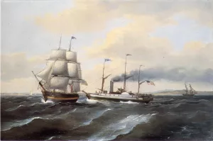 The Steamsailor Benjamin Franklin painting by Thomas Birch
