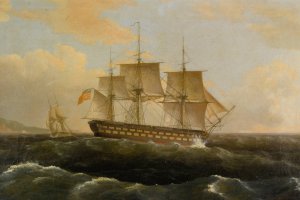 U.S. Frigate President by Thomas Birch Oil Painting