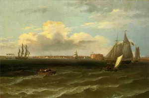 View of New York Harbor by Thomas Birch Oil Painting