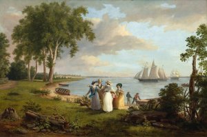 View of the Delaware near Philadelphia by Thomas Birch Oil Painting