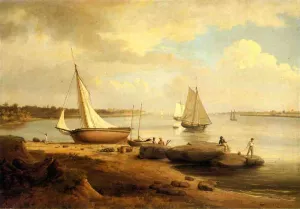 View on the Delaware by Thomas Birch Oil Painting