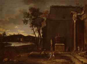 Landscape with Sarcophagus by Thomas Blanchet Oil Painting