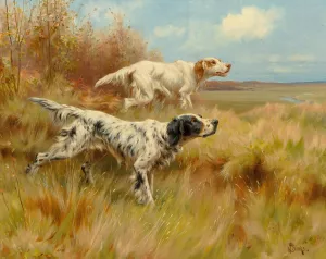 English setters on point by Thomas Blinks Oil Painting
