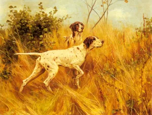 Two Pointers in a Landscape by Thomas Blinks - Oil Painting Reproduction