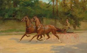 Walter Winans driving a carriage by Thomas Blinks Oil Painting