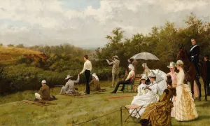 Walter Winans On The Running Deer Range, Wimbledon Common by Thomas Blinks Oil Painting