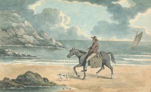 Man Riding a Horse on the Beach Oil painting by Thomas Bradshaw