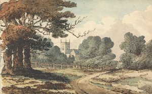Rural Scene with Church by Thomas Bradshaw Oil Painting