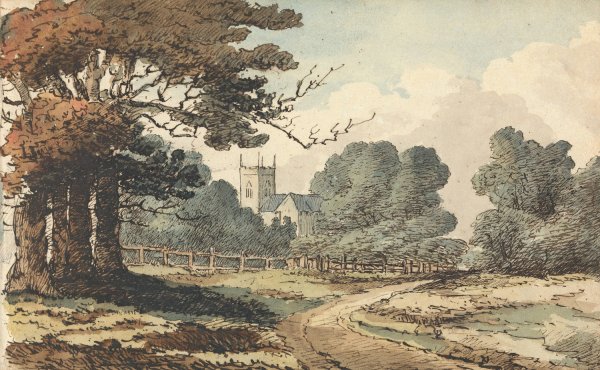 Rural Scene with Church by Thomas Bradshaw - Hand-Painted Oil Painting Reproduction
