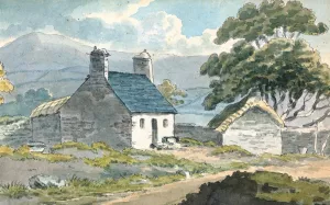Two Stone Cottages by Thomas Bradshaw Oil Painting