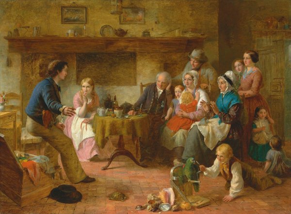 Relating the perils of a first long cruise  by Thomas Brooks - Hand-Painted Oil Painting Reproduction
