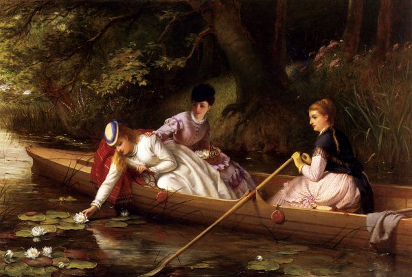Thames Lilies by Thomas Brooks - Hand-Painted Oil Painting Reproduction