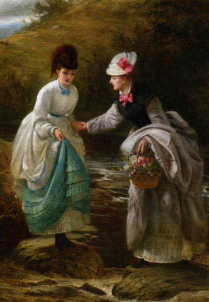 The Stepping Stones by Thomas Brooks - Hand-Painted Oil Painting Reproduction