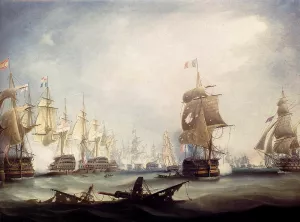 The Battle of Trafalgar, 1805 by Thomas Buttersworth - Oil Painting Reproduction