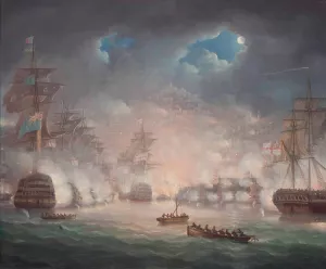The Bombardment Of Algiers, 27 August 1816 by Thomas Buttersworth Oil Painting