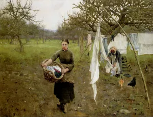 Drying Day by Thomas C. S. Benham - Oil Painting Reproduction