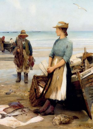 The Day's Catch by Thomas C. S. Benham Oil Painting