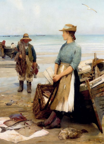 The Day's Catch by Thomas C. S. Benham - Hand-Painted Oil Painting Reproduction