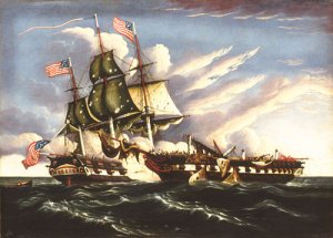 The Constitution and the Guerriere Oil painting by Thomas Chambers