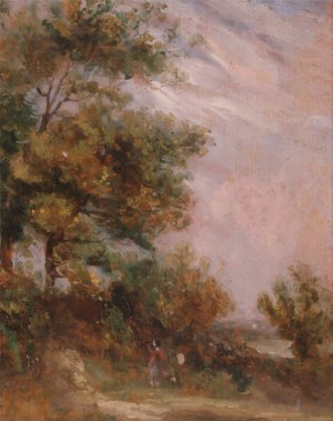 Landscape with Trees and a Figure by Thomas Churchyard Oil Painting
