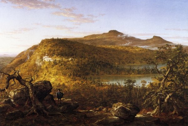 Main Product Photo of A View of the Two Lakes and Mountain House, Catskill Mountains, Morning Painting by Thomas Cole