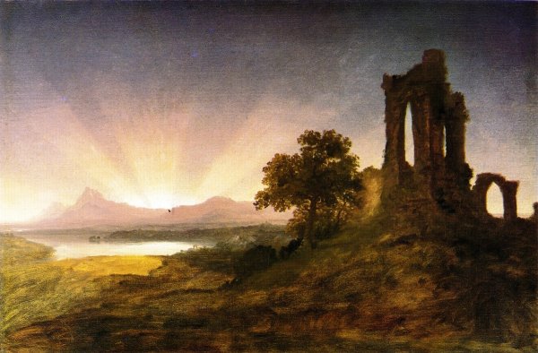 Main Product Photo of Gothic Ruins at Sunset Painting by Thomas Cole
