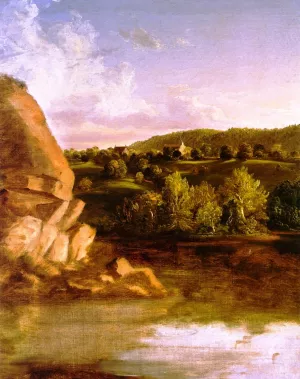 Imaginary Landscape with Towering Outcrop by Thomas Cole Oil Painting