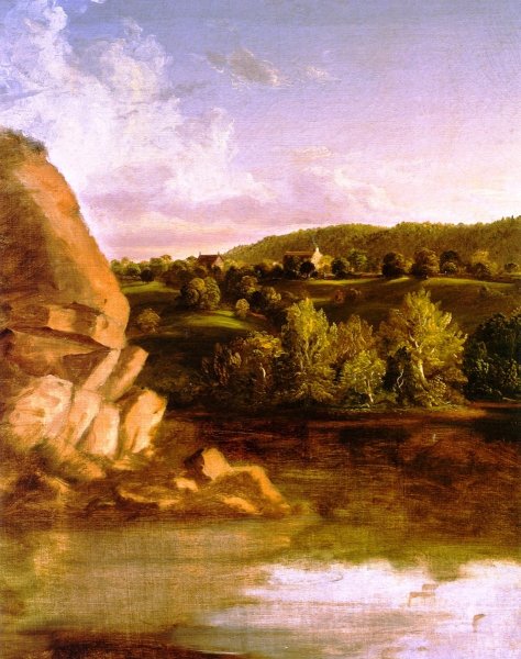 Imaginary Landscape with Towering Outcrop by Thomas Cole - Hand-Painted Oil Painting Reproduction