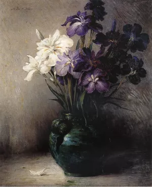 Japanese Iris - Six Varieties Oil painting by Thomas Cole