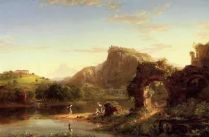 L'Allegro (also known as Italian Sunset) by Thomas Cole - Oil Painting Reproduction