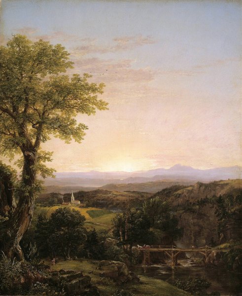 New England Scenery  by Thomas Cole - Hand-Painted Oil Painting Reproduction