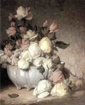 Roses in a Porcelain Bowl by Thomas Cole Oil Painting
