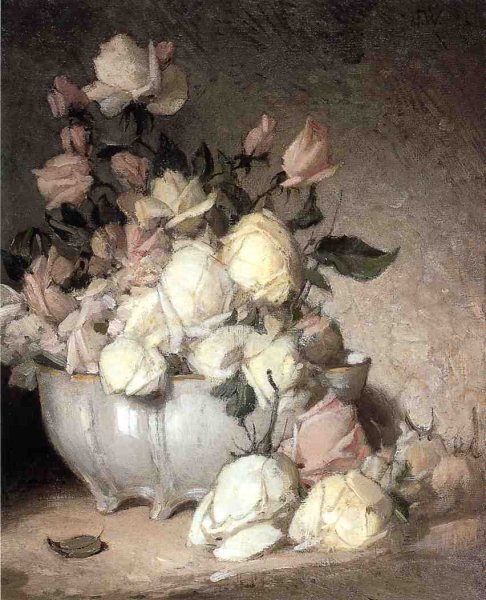 Main Product Photo of Roses in a Porcelain Bowl Painting by Thomas Cole